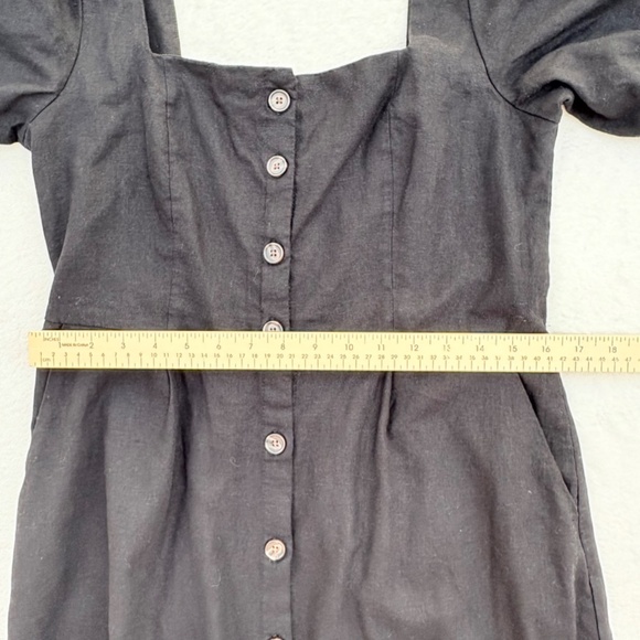 NWT Old Navy Linen-Blend Button-Front Black Midi Dress Size‎ M - Picture 12 of 14